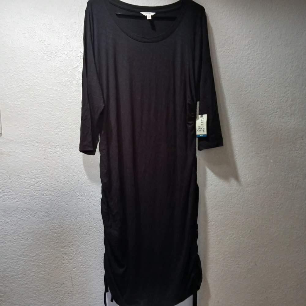 Terra & Sky Elegant nwot size 1x Black Long Sleeve Dress